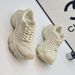 Chunky Sneakers With Rhinestones - Light Luxury Platform Shoes For Women, Breathable Mesh Lining, Round Toe, Casual Slip-On Shoes For All Seasons_vogvips.com