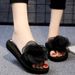 Flash Jiao Handmade Big Burning Flower One-word Drag Non-slip Thick-soled Wear-resistant Middle Heel Summer Women's Seaside Beach Shoes_vogvips.com