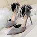 2025 Sweet Shoes, Fine High Heels, Shallow Mouth, Pointed Toe, Hollow Bow, Sandals_vogvips.com