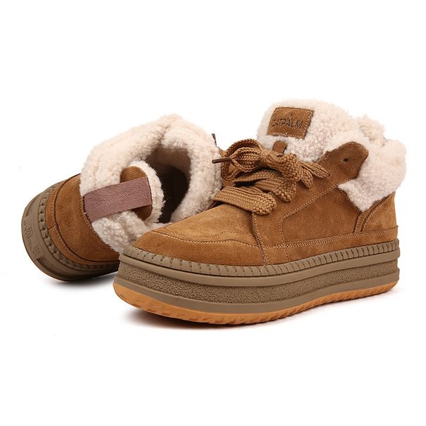 Women's Shoes Thick Fur And Velvet Short Boots Genuine Leather Cotton Shoes Cowhide Snow Boots Non Slip Warm Women's Boots With Thick Soles_vogvips.com
