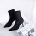 Knitted Stretch Slim 2025 Spring New Versatile Slimming Pointed Toe Thin Mid-Calf Sock Women High Heel Snow Boots_vogvips.com