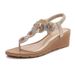 Spring 2025 New Bohemian Round Head Slope Heel Water Diamond Large Women's Sandals_vogvips.com