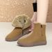 Winter Comfortable Soft Leather Fur Integrated Snow Boots, Thick Soled Short Boots, Mid Heeled Wool Cotton Boots, Women's Snow Boots_vogvips.com