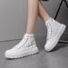 Women's Shoes Four Seasons Outdoor Large Size Women's Shoes Flower Butterfly Embroidery High Top Canvas Shoes Lightweight Lace Up White Casual Shoes_vogvips.com