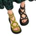Women's Platform 2026 Summer New Style, Thick-soled, Height-increasing, Hollow Design, Cross-strap Roman Sandals_vogvips.com