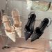 Lace Stiletto High-heeled Shoes Women, New Backless Pointed-toe Sandals, Medium Heel, Nude Color, Comfortable For The_vogvips.com