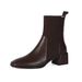 Women's Autumn And Winter New-1 Thick Mid-heel Square-toed Ankle Boots, Women's Knitted_vogvips.com