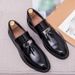 New Fashion Men's Brown Business Casual Loafer Shoes Daily Office Black Buckle Monk Men's Shoes One Foot Cover Banquet Dress Wedding Leather Shoes_vogvips.com