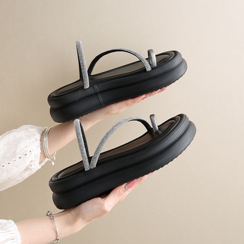 TEH3812 Rhinestone Flat Toe Clip Sandals For Women 2025 Summer Outdoor Niche Fashion High-end Design Sense With Dress_vogvips.com