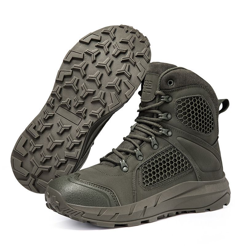 Men's & Women's Tactical Boots - Lightweight, Breathable & Slip-Resistant For Running, Training & Duty Mid Tube Black Men_vogvips.com