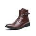 New Fashion Brown Retro Chelsea Boots Men's Pointed Toe Suit Martin Boots British Crocodile Pattern Business Men's Boots Leather Short Boots_vogvips.com