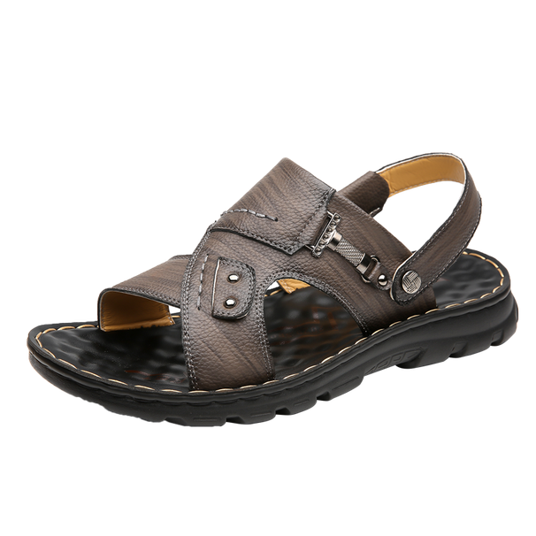 Men's Summer Casual Leather Outdoor Antiskid Beach Slide Fashion Breathable Walking Sandals New Leisure Walk Roman Flats_vogvips.com