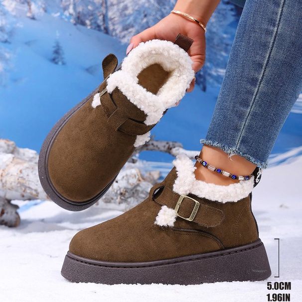 Women's Shoes Thick Soled Snow Boots For Women, Winter Fleece Lined Meridian Loafers_vogvips.com