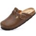 Kidmi New Men Sandals Vegan Leather Cork Insole Potato Shoes Unisex Adjustable Buckle Slip-On Clogs With Arch Support_vogvips.com
