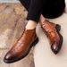 Summer New High-Top Men's Trendy British Business Formal Casual Shoes Mid-Top Leather Brown Ankle Boots_vogvips.com