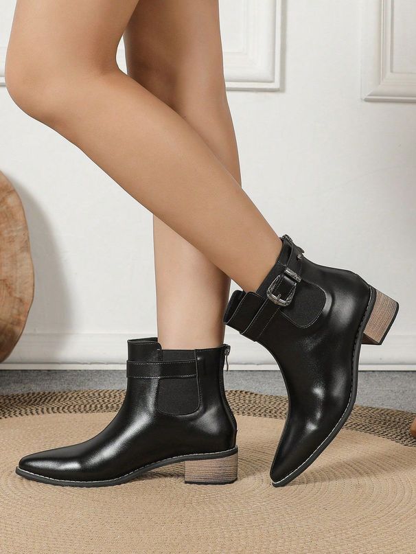 -Pointed-toe, Thick-heeled, Back-zipped, Large-sized Autumn And Winter Women's Boots_vogvips.com