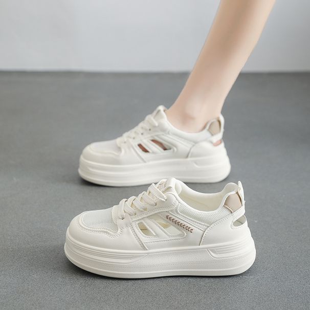 Soft, Cushioned Thick-soled Elevating Mesh Sneakers For Women; Breathable Mesh Uppers, 2026 New Summer Style—ultralight Hollowed-out Slip-ons In_vogvips.com
