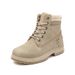 Women's Flat Ankle Boots With Slip-Resistant Sole - PU Leather Round Toe Lace-Up Boots For All Seasons (Sizes 36-42, Black/Beige/Pink/Camel)_vogvips.com