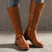 Big Round Toe Boots Fat Thin Two Thick Heels Knight's Boots_vogvips.com