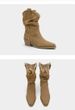 【youshilai】2025 Autumn Mid-Calf Riding Pointed Toe Chunky High Heel Short Slimming Slouch Boots For Women_vogvips.com