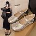 French Rhinestone Shallow Mouth Soft Sole Mary Jane Shoes Women's Fashion Versatile Comfortable Small Leather Shoes Single Shoes_vogvips.com