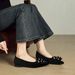 Cameido Retro Velvet Pointed Toe Flats For Women Spring Crystal Bow Shallow Mouth Fashion Shoes_vogvips.com