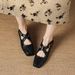 Cameido Women's Full Grain Leather Mary Jane Shoes With Hand - Grained Texture Square Toe And Cross Straps For Spring_vogvips.com