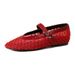 Spring Fashion Mesh Flats Hollow Mary Jane Fishnet Shoes Strap Ballet Shoes Women_vogvips.com