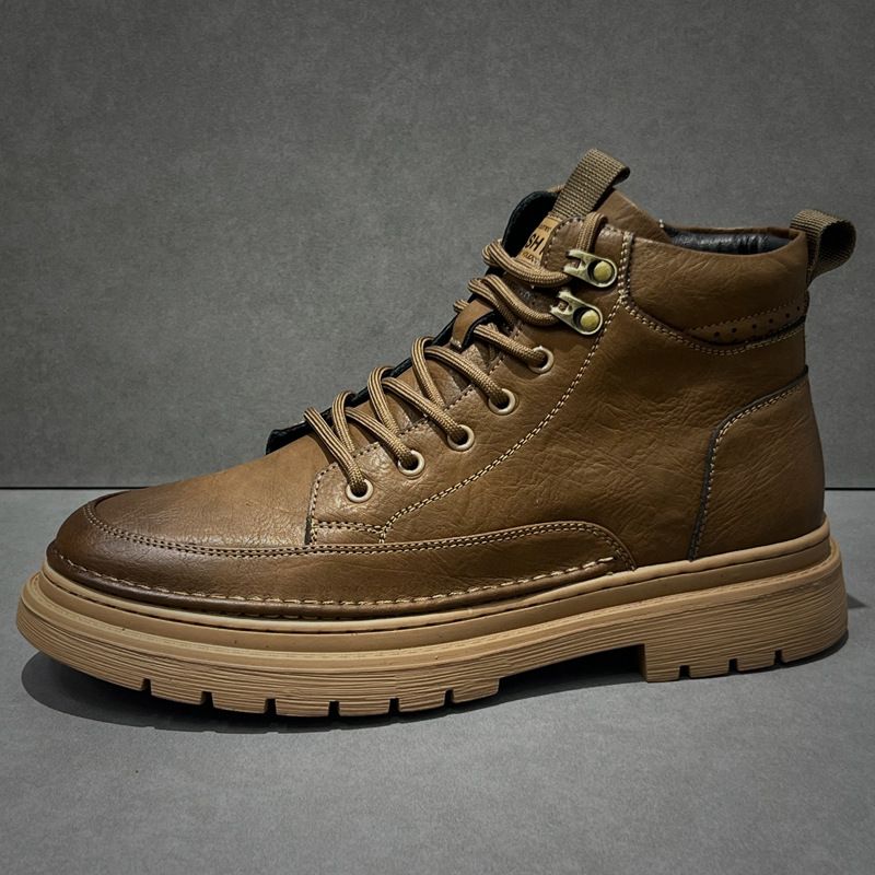 Men's Martin Autumn Winter Thickened Warm Casual Short Genuine Leather Versatile Work Boots British Style_vogvips.com