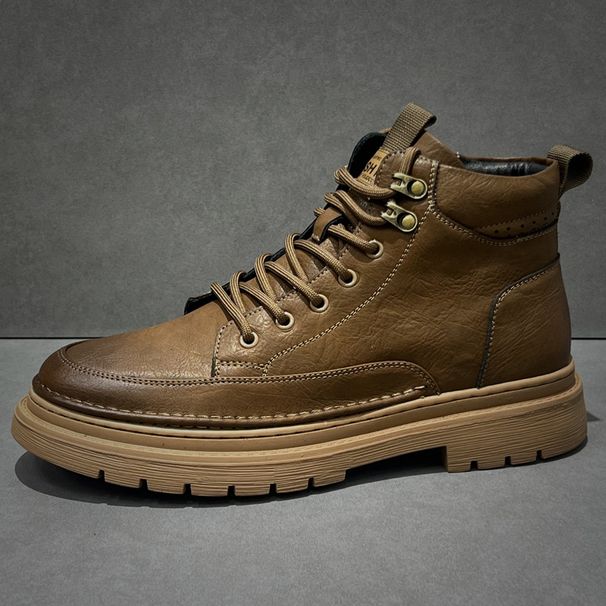 Men's Martin Autumn Winter Thickened Warm Casual Short Genuine Leather Versatile Work Boots British Style_vogvips.com
