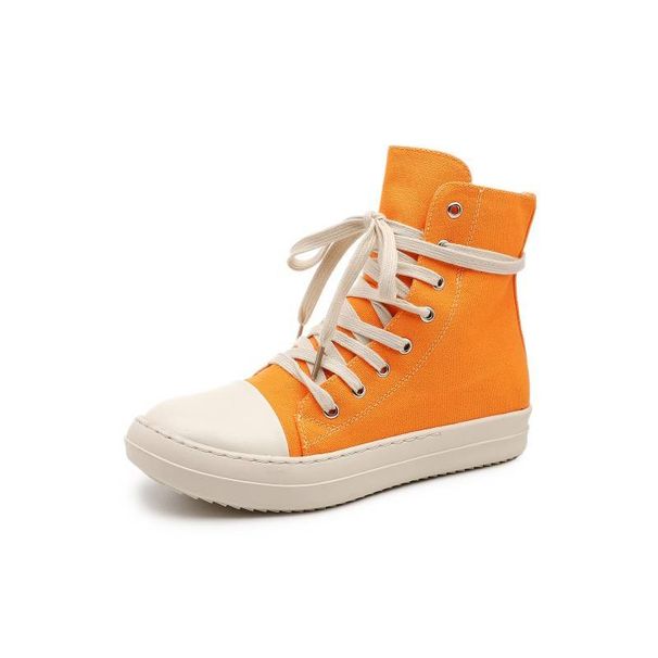 Men's Shoes High Top Shoes Orange Canvas Men And Women Same Style Couple Sneakers_vogvips.com