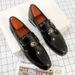 New Fashion Men's Brown Business Casual Loafer Shoes Daily Office Black Buckle Monk Men's Shoes One Foot Cover Banquet Dress Wedding Leather Shoes_vogvips.com