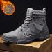 Men's High-Top Lace-Up Winter Boots, Fashionable Outdoor Ankle Boots With Fleece Lining, Warm & Comfortable Casual Shoes For Teens & Adults_vogvips.com