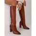Women's Fashion Winter High Heel Boots – Pointed Toe, Side Zipper, Stretchy PU Upper, Faux Fur Lined (Sizes 40-43, Black/Brown)_vogvips.com