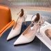 Women's High-heeled Shoes 2024 New Spring-summer French Beige Professional Pointed-toe Backless Strap Sandals With Thin_vogvips.com