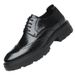 Euro Step Spring And Autumn New Thick-Soled Business Height Increase 6CM Casual Leather Men's Brogue Lace-Up Wedding Shoes_vogvips.com