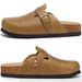 Evshine Women's Vegan Leather Mens Footbed Mules Unisex Slip On Potato Shoes With Arch Support Comfy Cork Lady Clogs_vogvips.com