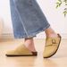 Shevalues Summer Slippers For Women Cow Suede Cork Insole Sandal Slip On Clogs Non-slip Waterproof Mules With Arch_vogvips.com