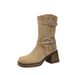 ~ Autumn Chunky Heel Square Toe Western Cowboy 2025 New Mid-Calf Suede Short Boots Fashion Versatile_vogvips.com
