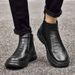 Men's Shoes Casual Single Shoes Leather Boots Outdoor Casual Short Boots High-top Pullover Crocodile Pattern_vogvips.com