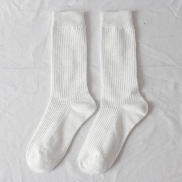 Vertical calf socks mid-height socks autumn and winter cotton socks solid color stockings for women_vogvips.com