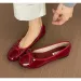 Red Elegant Bowknot Round Toe Womens Flat Comfort Slip On Ladies Ballerina Single Mules Shoes Zapatos Mujer 250711_vogvips.com