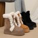 Women's Shoes Winter New Style Retro Fur Lined Warm Snow Boots For Women, Thick Sole, Fleece Lined, Extra Thick, Non Slip Cotton Shoes_vogvips.com