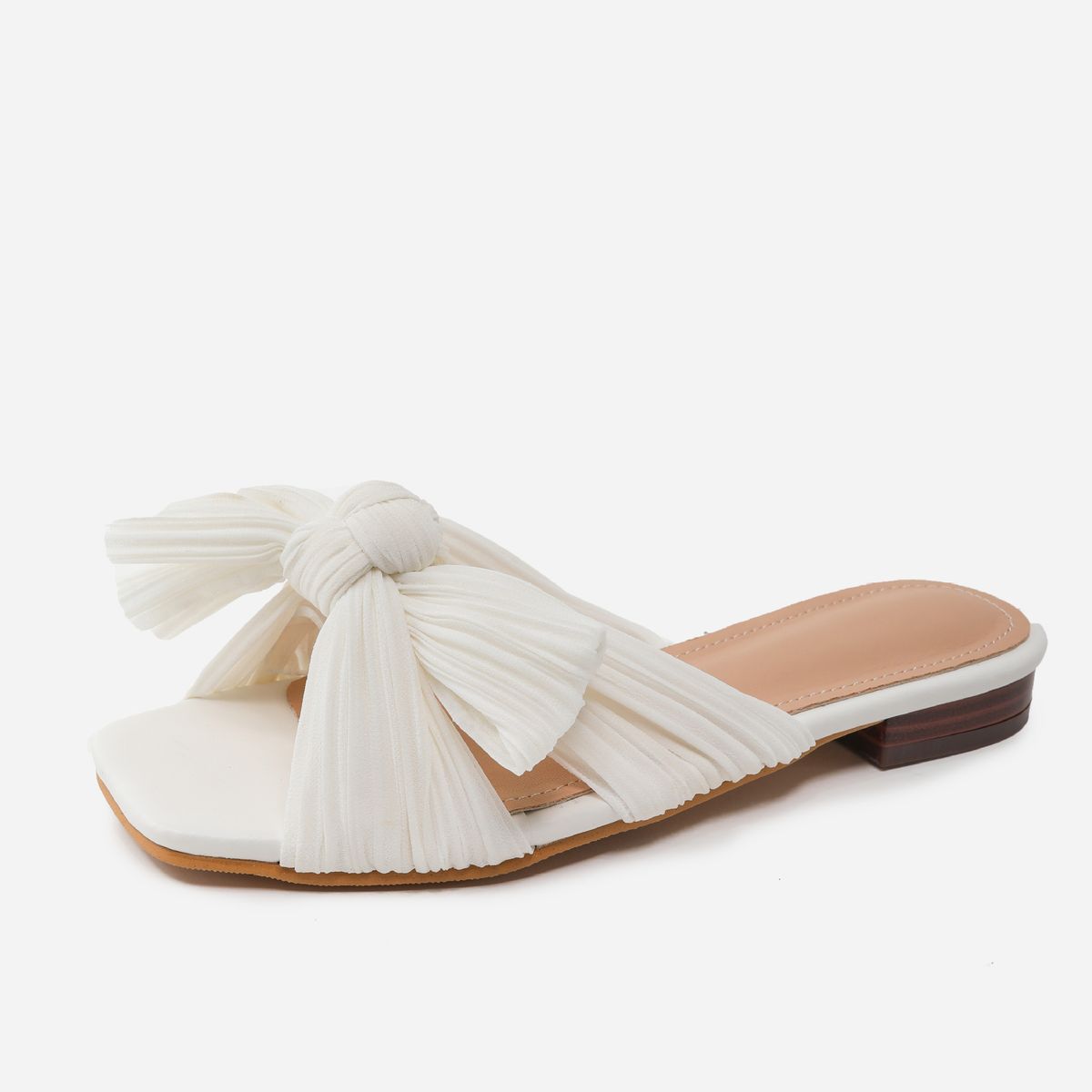 Women's Summer Outer Wear Flat Bottom Butterfly Knot Mesh Material Slip-on Sandals_vogvips.com