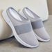 Women's Shoes Casual Shoes Fly-woven Breathable Flats Bag Head Half Slippers Single Shoes_vogvips.com