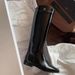 Boots Meotina Women Genuine Leather Knee High Square Toe Flats Concise Design Long Ladies Fashion Shoes Winter Black_vogvips.com