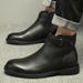 Chelsea Boots Men's Zipper Heightening Short Boots Men's Korean Version Medium-top Style High-top Men's Leather Boots_vogvips.com
