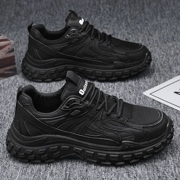 Casual Sneakers 2024 Black Fashion Platform Shoe Outdoor Mesh Breathable Vulcanized Sport Shoes For Men Erkek Ayakkabı_vogvips.com