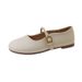Xiaoxiangfeng One-word Buckle Mary Jane Single Shoes Versatile French Shallow Mouth Mary Jane Single Shoes Women_vogvips.com