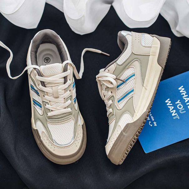 Sneakers Mesh Leather Blue Women's Unisex Breathable Shock Running Elastic Kitten Heel Square Pointed Toe PU Sole_vogvips.com